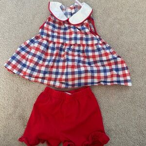Stitchy Fish Red and Blue Plaid Outfit